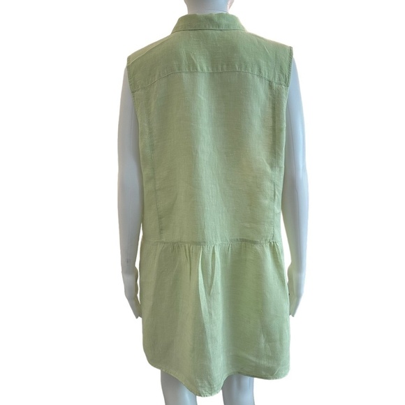 J.Jill Love Linen Women's Size L Button Front Tunic Peplum back Sleeveless Top - Picture 15 of 16